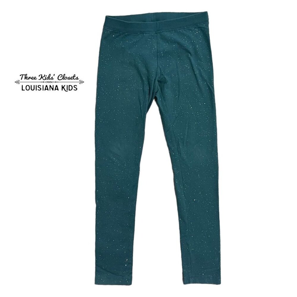 Cat & Jack M (7/8) Teal Sparkly Glitter Leggings